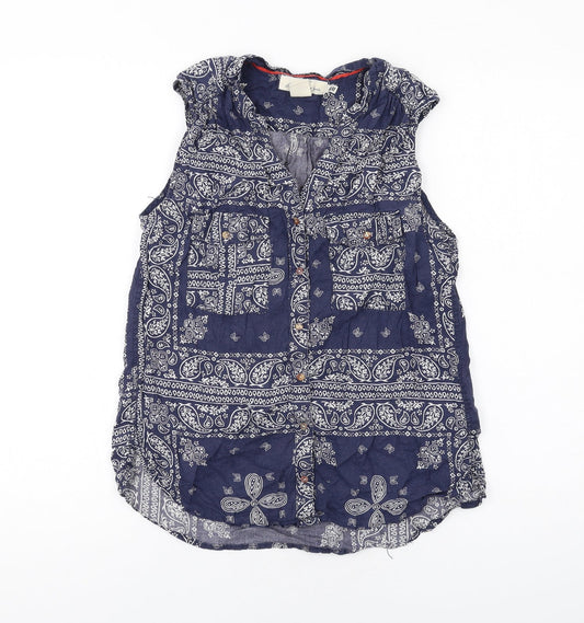 Womens UK Size 8 H&M Blue Basic Button-Up