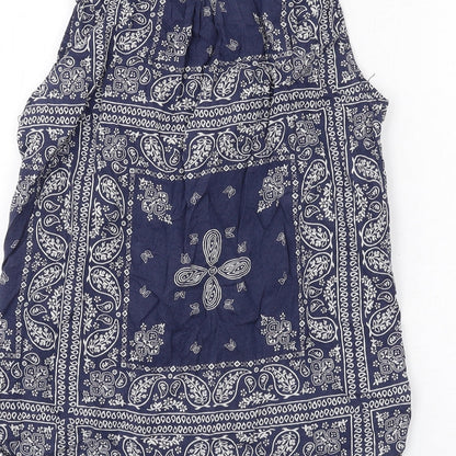 Womens UK Size 8 H&M Blue Basic Button-Up