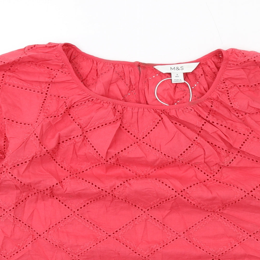 Womens UK Size 8 Marks and Spencer Red Basic Blouse