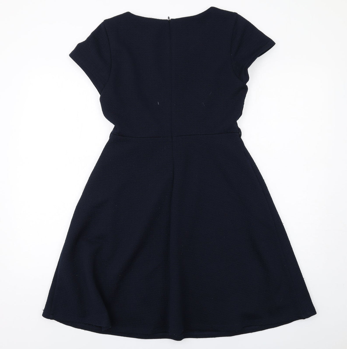 Yumi Womens Blue Polyester A-Line Size 10 Round Neck Zip