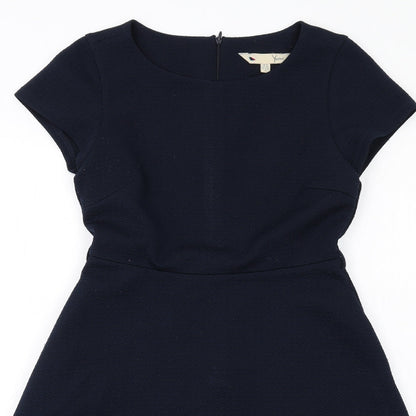 Yumi Womens Blue Polyester A-Line Size 10 Round Neck Zip
