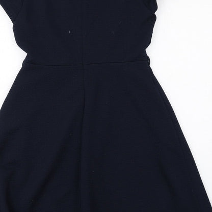 Yumi Womens Blue Polyester A-Line Size 10 Round Neck Zip
