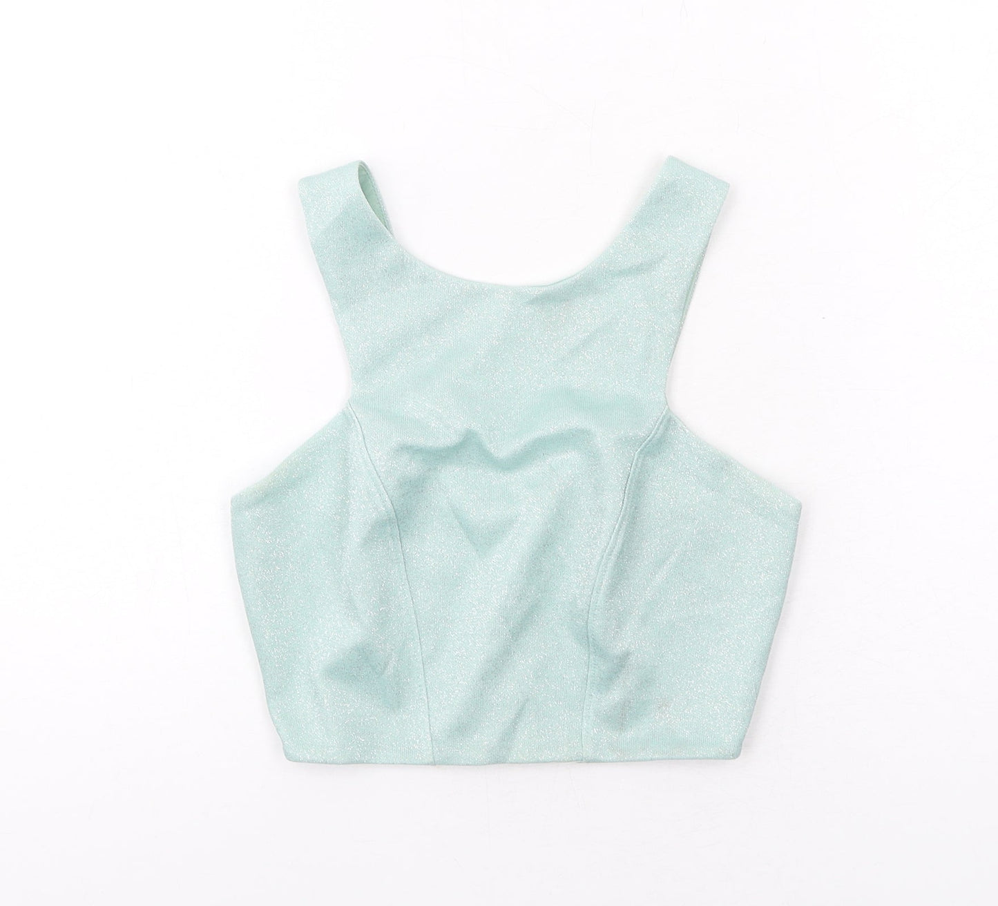 Womens UK Size 6 Topshop Green Cropped Tank