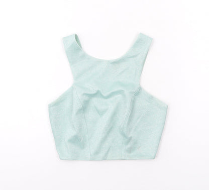Womens UK Size 6 Topshop Green Cropped Tank