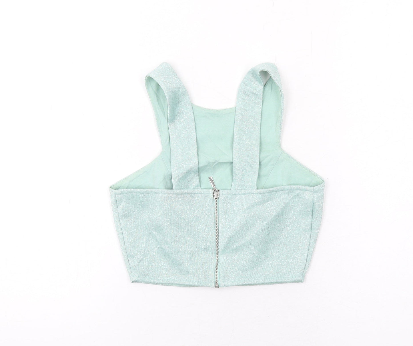 Womens UK Size 6 Topshop Green Cropped Tank