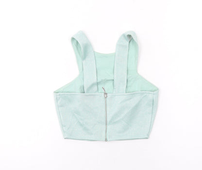 Womens UK Size 6 Topshop Green Cropped Tank