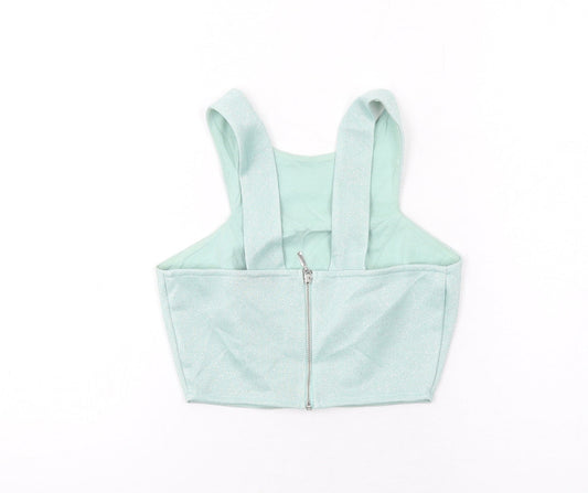Womens UK Size 6 Topshop Green Cropped Tank