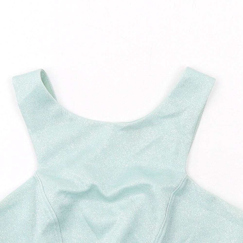Womens UK Size 6 Topshop Green Cropped Tank