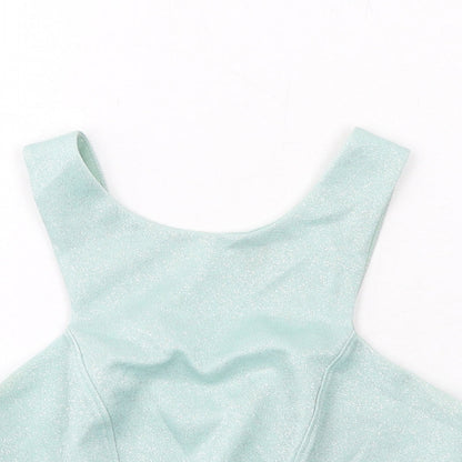 Womens UK Size 6 Topshop Green Cropped Tank