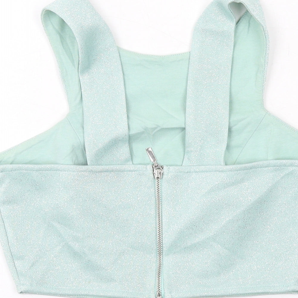Womens UK Size 6 Topshop Green Cropped Tank