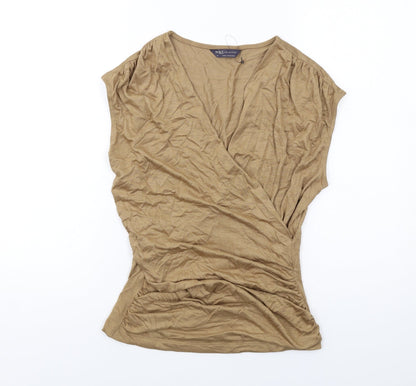 Womens UK Size 10 Marks and Spencer Brown Basic T-Shirt