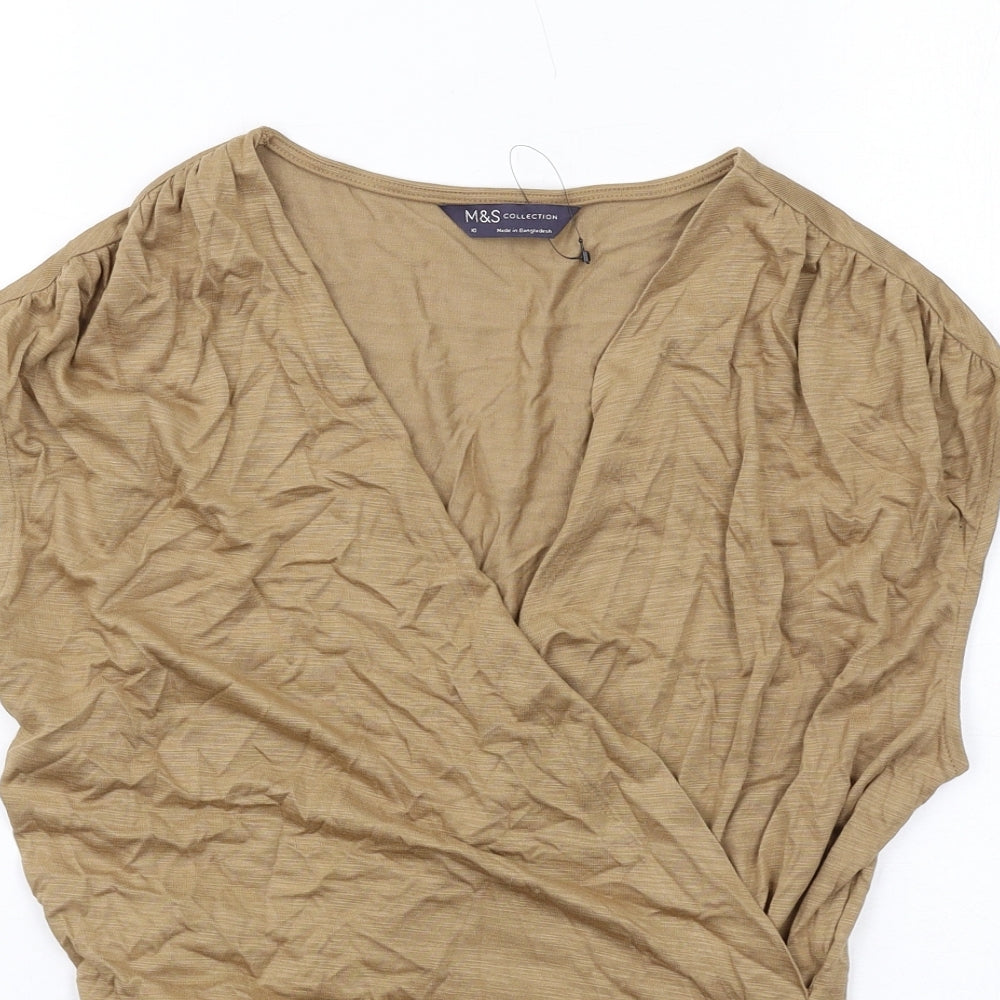 Womens UK Size 10 Marks and Spencer Brown Basic T-Shirt