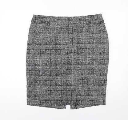 Marks and Spencer Womens Grey Plaid Polyester Straight & Pencil Skirt Size 16 Zip
