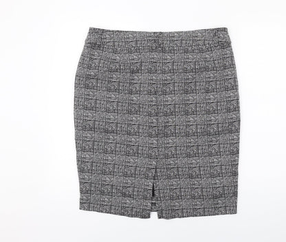 Marks and Spencer Womens Grey Plaid Polyester Straight & Pencil Skirt Size 16 Zip