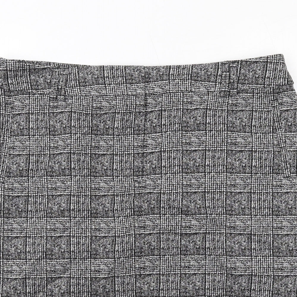 Marks and Spencer Womens Grey Plaid Polyester Straight & Pencil Skirt Size 16 Zip