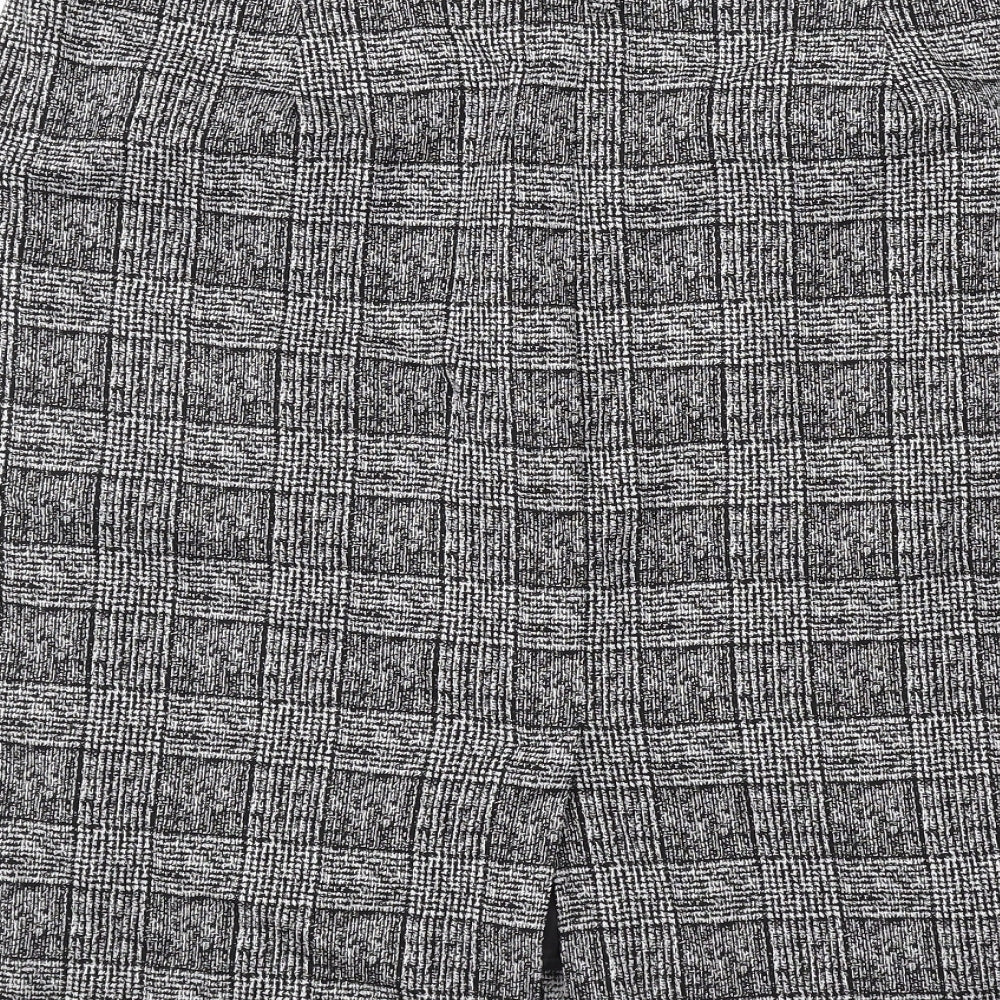Marks and Spencer Womens Grey Plaid Polyester Straight & Pencil Skirt Size 16 Zip