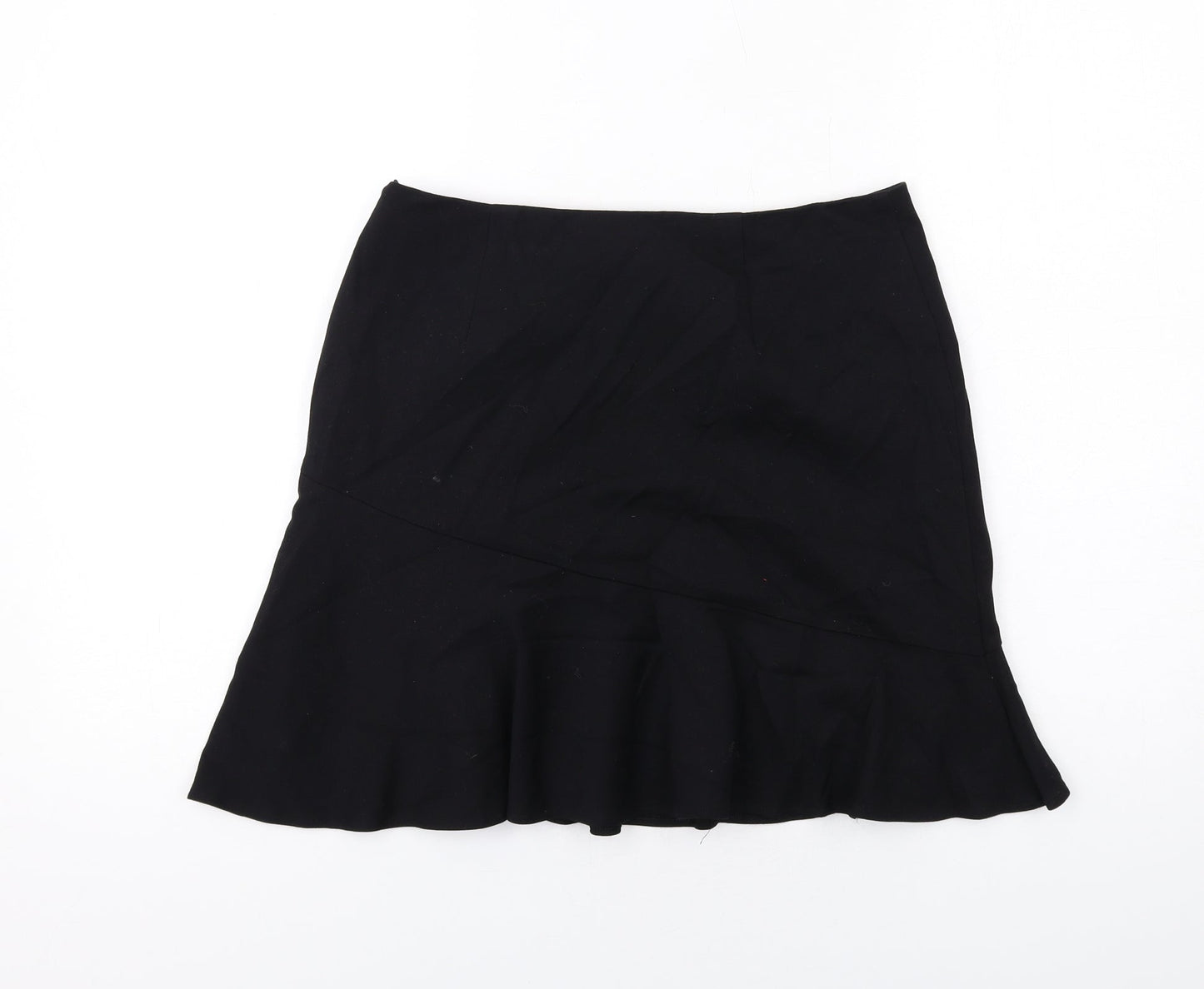 Marks and Spencer Womens Black Viscose Swing Skirt Size 10 Zip