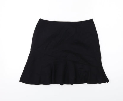 Marks and Spencer Womens Black Viscose Swing Skirt Size 10 Zip