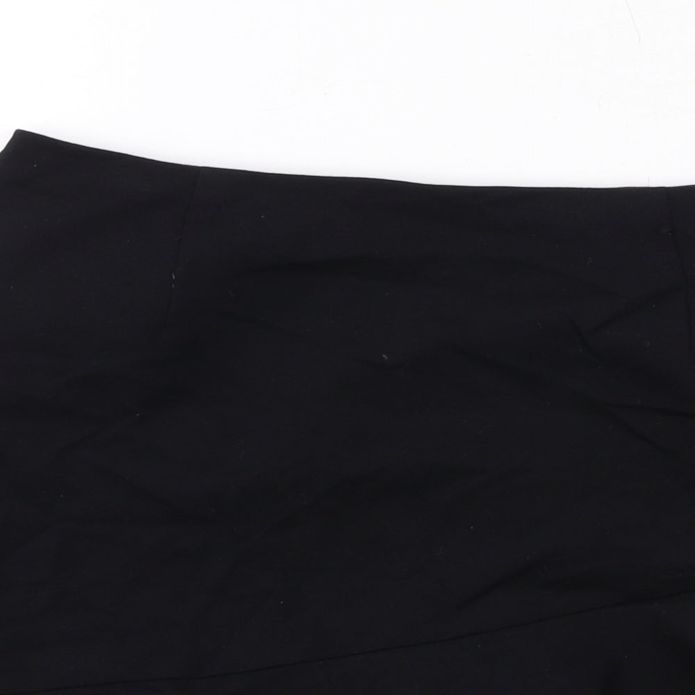 Marks and Spencer Womens Black Viscose Swing Skirt Size 10 Zip