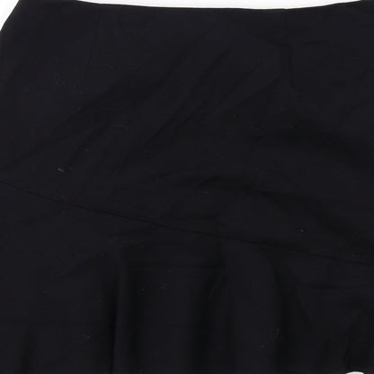Marks and Spencer Womens Black Viscose Swing Skirt Size 10 Zip
