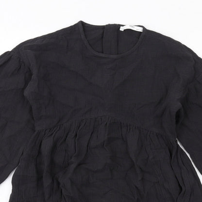 Marks and Spencer Girls Grey Cotton Trapeze & Swing Size 9-10 Years Round Neck Zip