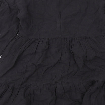 Marks and Spencer Girls Grey Cotton Trapeze & Swing Size 9-10 Years Round Neck Zip