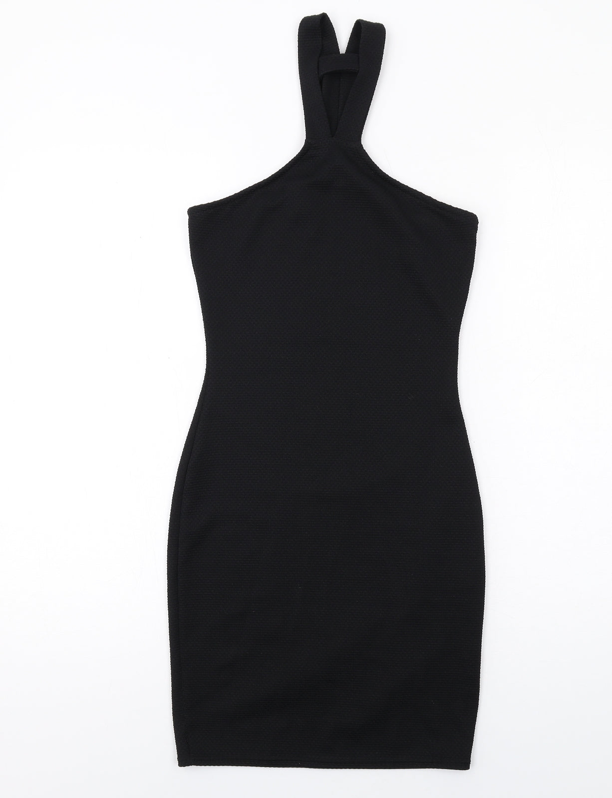 PRETTYLITTLETHING Womens Black Polyester Bodycon Size 6 V-Neck Pullover
