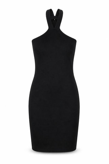 PRETTYLITTLETHING Womens Black Polyester Bodycon Size 6 V-Neck Pullover