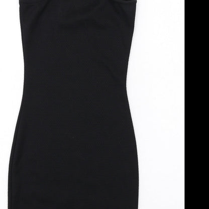 PRETTYLITTLETHING Womens Black Polyester Bodycon Size 6 V-Neck Pullover