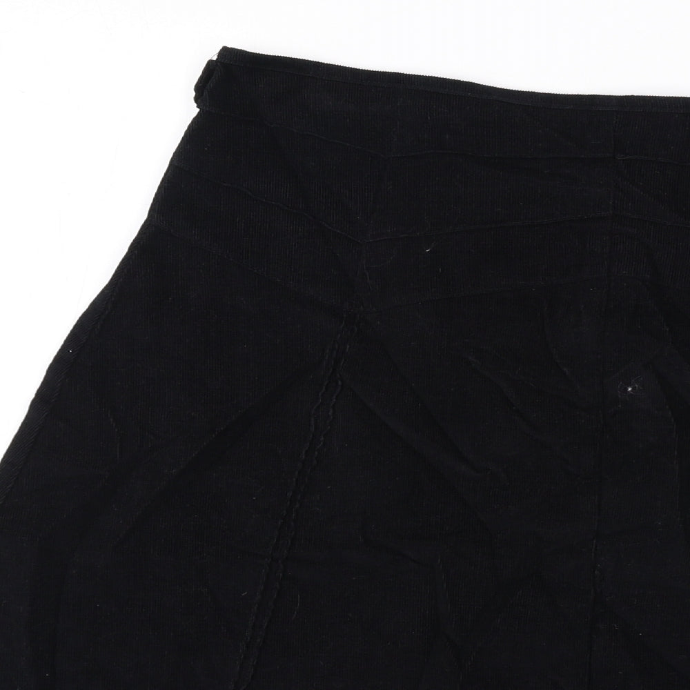 Loulabelle Womens Black Polyester Swing Skirt Size 10 Zip