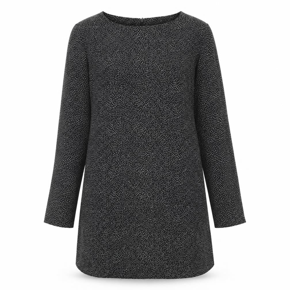 H&M Womens Grey Geometric Polyester A-Line Size 10 Round Neck Zip