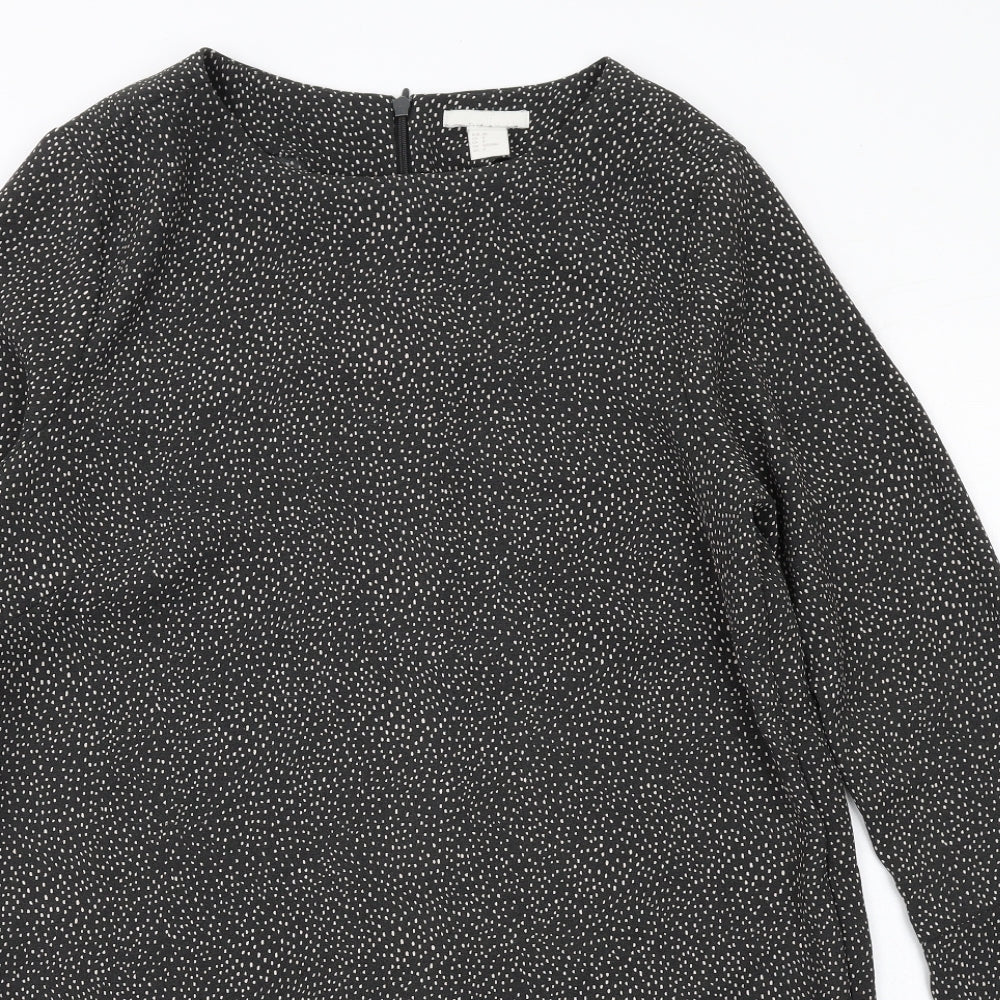 H&M Womens Grey Geometric Polyester A-Line Size 10 Round Neck Zip