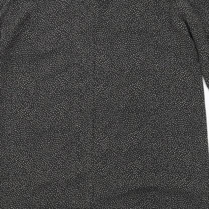 H&M Womens Grey Geometric Polyester A-Line Size 10 Round Neck Zip