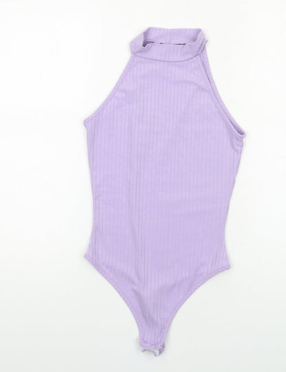 PRETTYLITTLETHING Womens Purple Polyester Bodysuit One-Piece Size 4 Snap