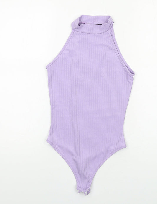 PRETTYLITTLETHING Womens Purple Polyester Bodysuit One-Piece Size 4 Snap