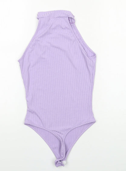 PRETTYLITTLETHING Womens Purple Polyester Bodysuit One-Piece Size 4 Snap