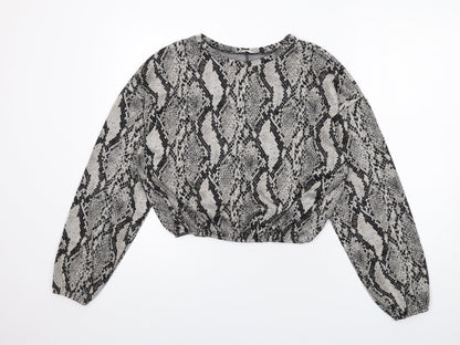 Womens UK Size M Zara Grey Basic Blouse