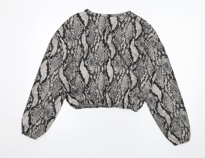 Womens UK Size M Zara Grey Basic Blouse