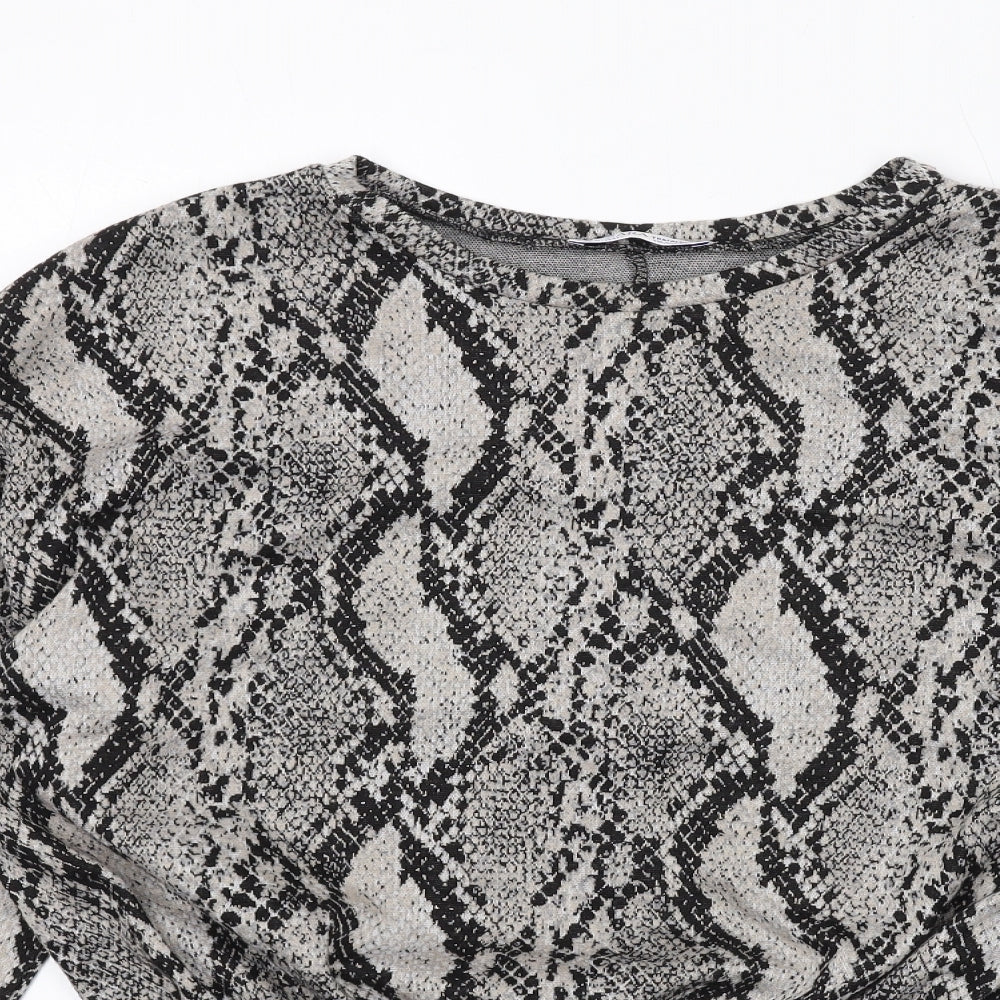 Womens UK Size M Zara Grey Basic Blouse