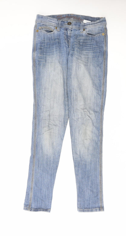 NEXT Womens Blue Cotton Skinny Jeans Size 8 L31 in Regular Zip