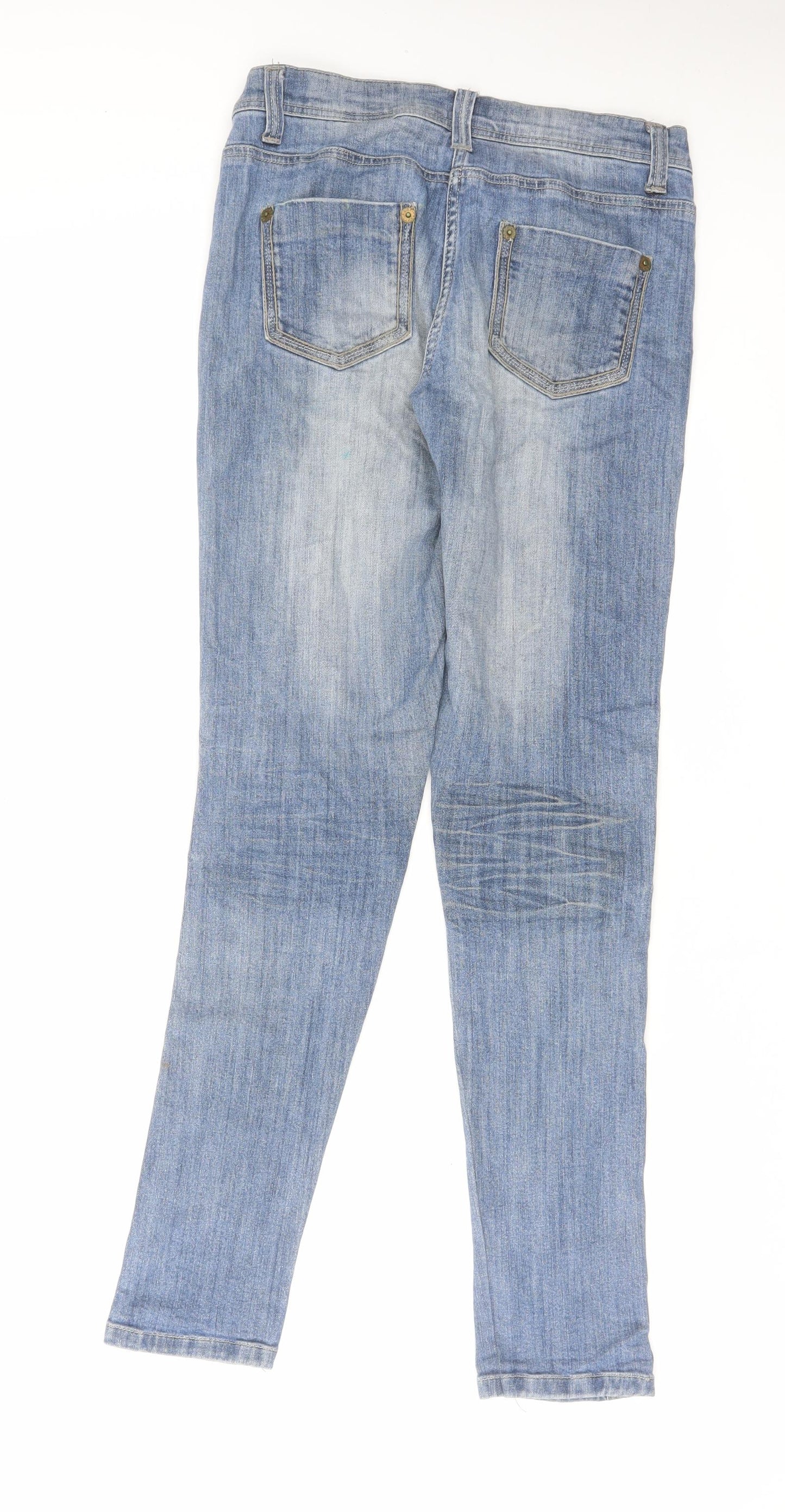 NEXT Womens Blue Cotton Skinny Jeans Size 8 L31 in Regular Zip