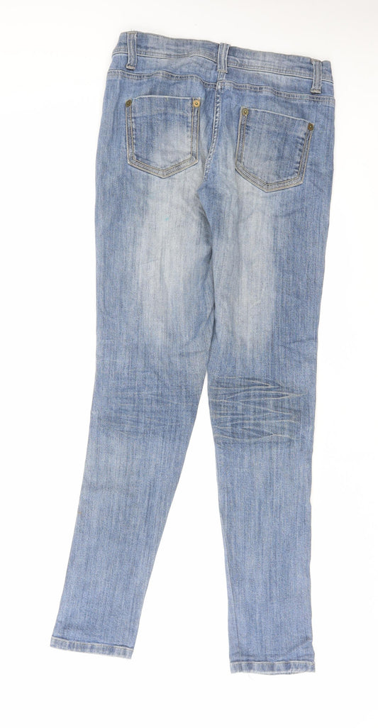 NEXT Womens Blue Cotton Skinny Jeans Size 8 L31 in Regular Zip