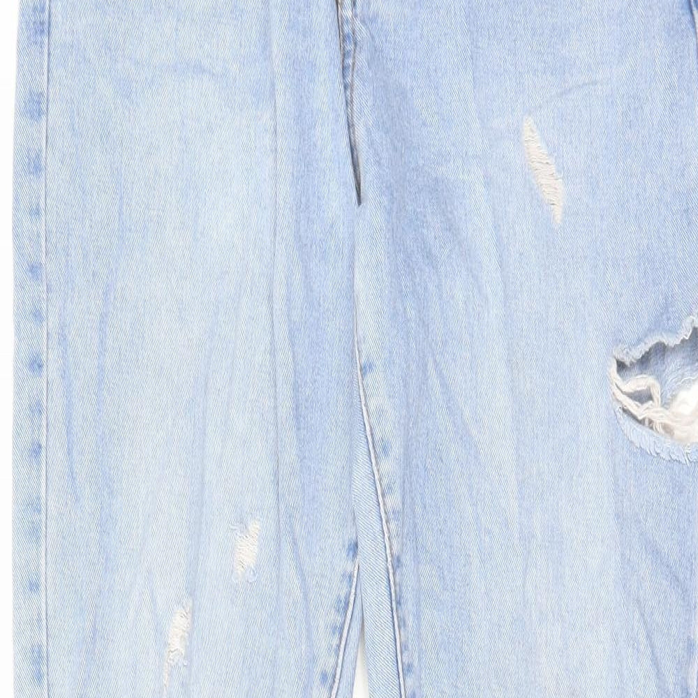 Missguided Womens Blue Cotton Straight Jeans Size 12 L30 in Regular Zip