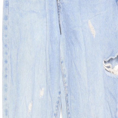 Missguided Womens Blue Cotton Straight Jeans Size 12 L30 in Regular Zip