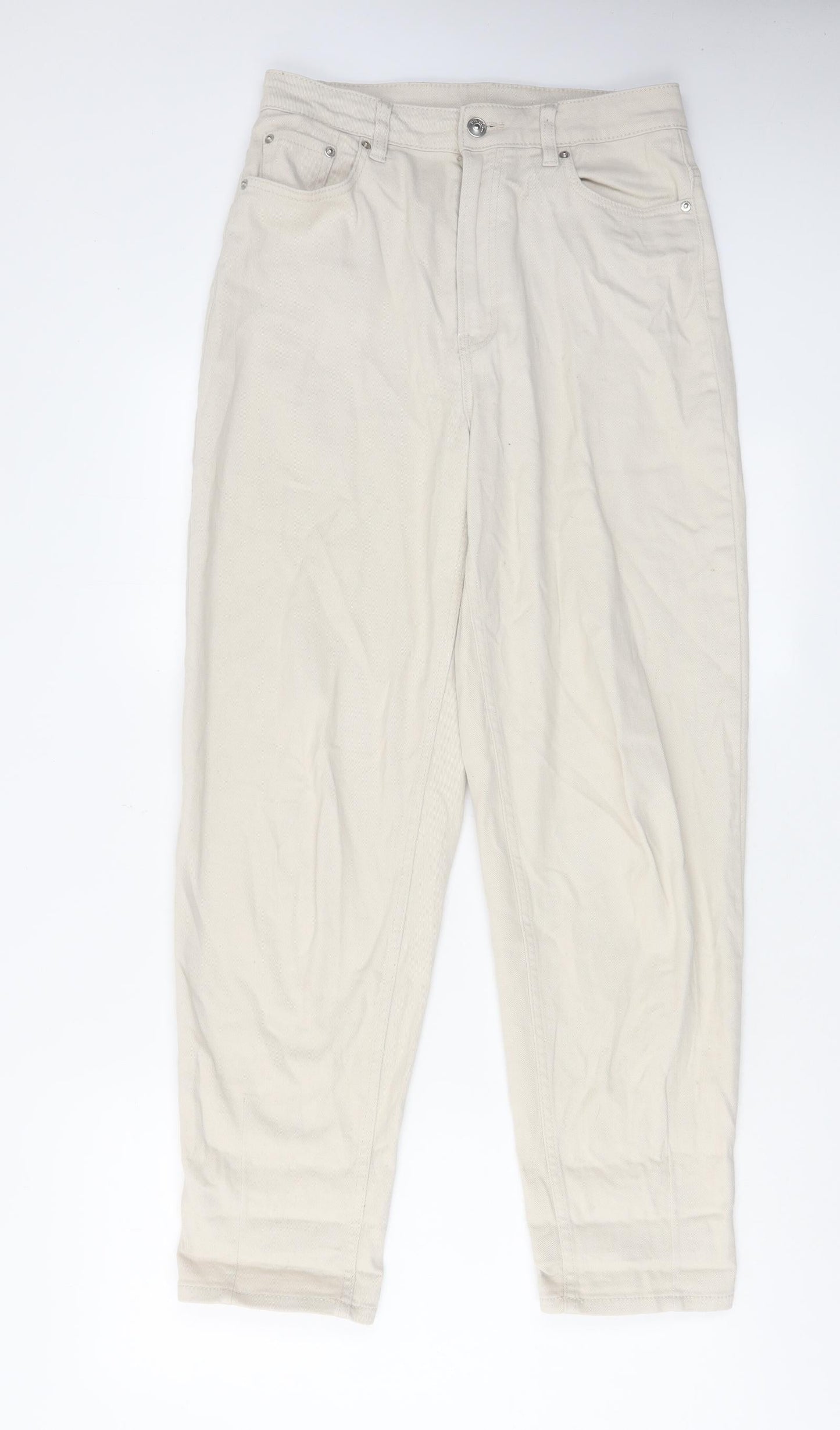 Womens UK Size 12 H&M Regular Fit Mom Ivory Jeans