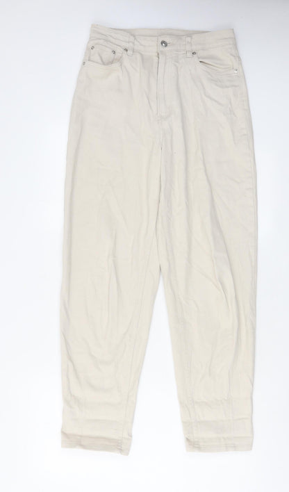 Womens UK Size 12 H&M Regular Fit Mom Ivory Jeans