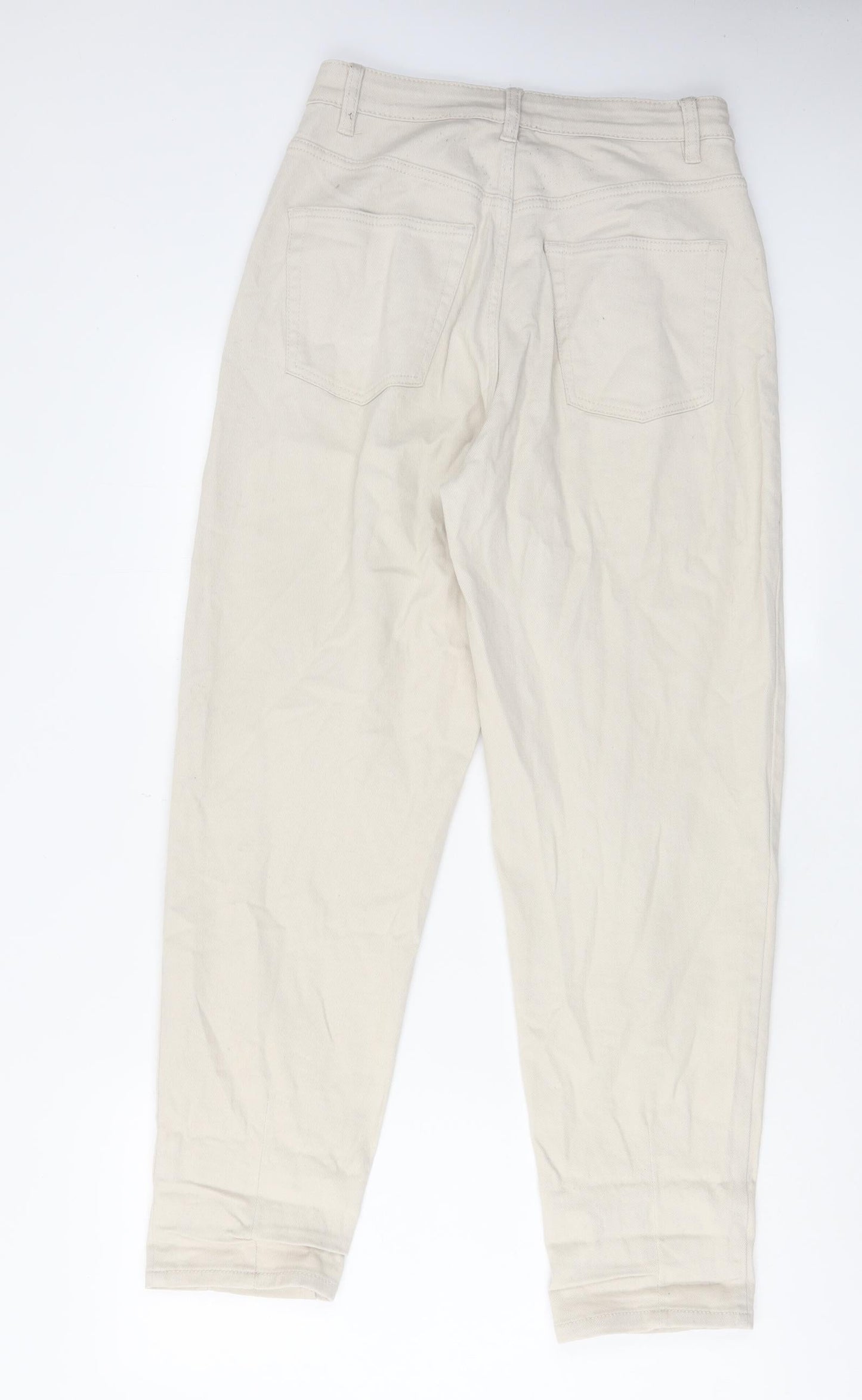 Womens UK Size 12 H&M Regular Fit Mom Ivory Jeans