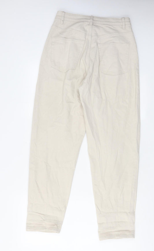 Womens UK Size 12 H&M Regular Fit Mom Ivory Jeans