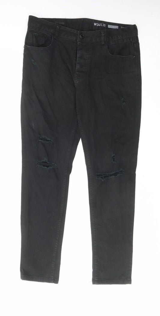 Denim & Co. Mens Black Cotton Skinny Jeans Size 34 in L30 in Regular Zip