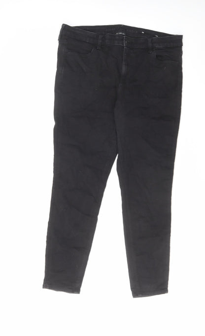 Womens UK Size 14 American Eagle Outfitters Regular Fit Skinny Black Jeans
